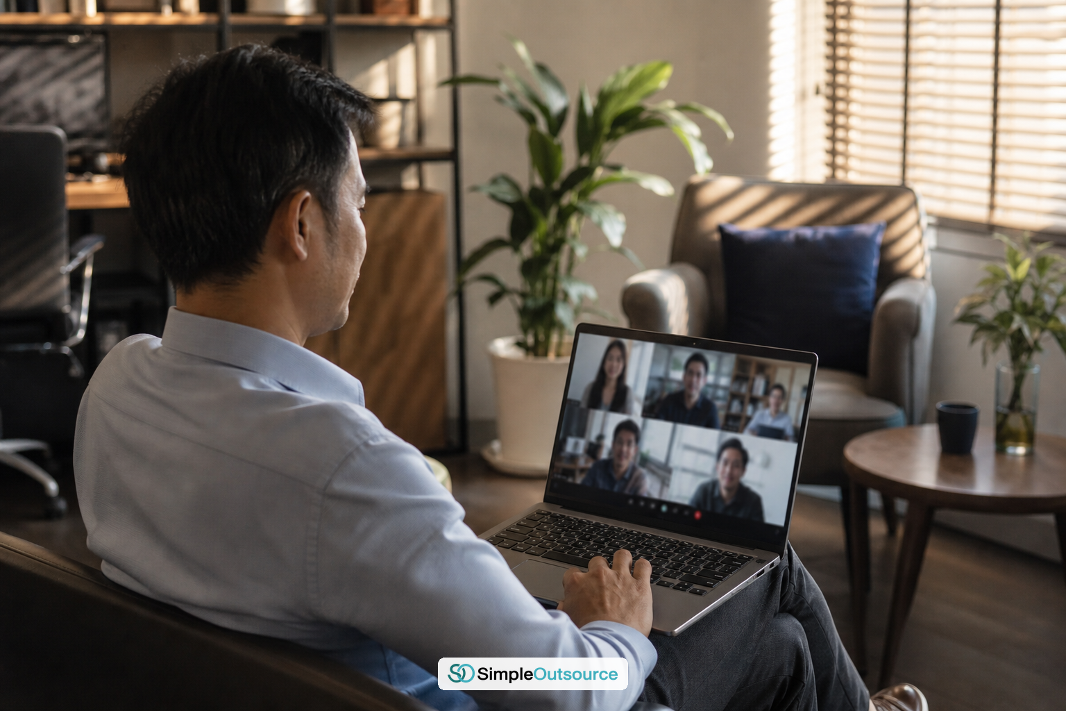 Thai manager on a video call directing daily work for an employee hired through an EOR
