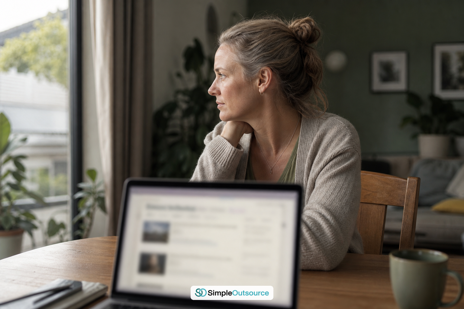 Expat spouse on a Thailand dependent visa looking at a job listing, illustrating that the visa does not permit work
